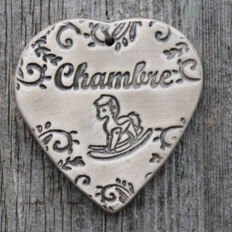 faïence coeur "Chambre" (cheval à bascule)