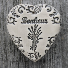 faïence coeur "Bonheur" (lavande)