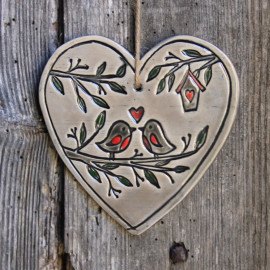 Coeur - Duo  d'oiseaux - Grand modèle