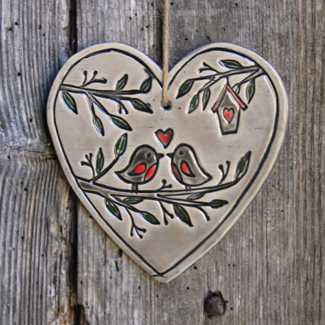Coeur - Duo  d'oiseaux - Grand modèle