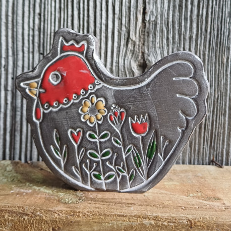 "Poule" fleurs 2D à poser